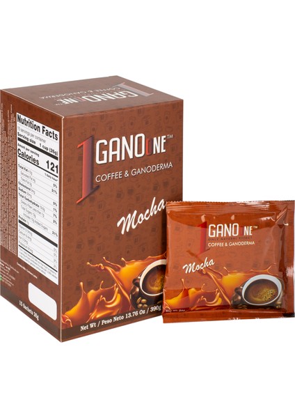 9 Kutu Ganoone Mocha, Ganoderma Reishi Mantarı Özütlü Kahve Karışımı - (135 Poşet x 26g)
