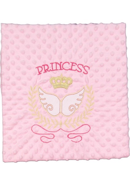 Kız Bebek Pembe Princess Nakışlı Nohut Battaniye 80X90