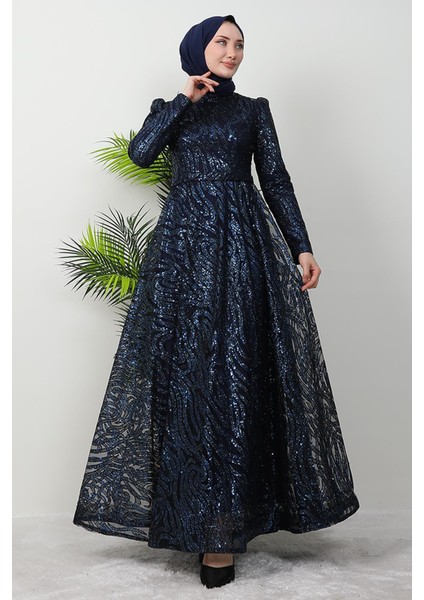 Fidan Tesettür Abiye Lacivert