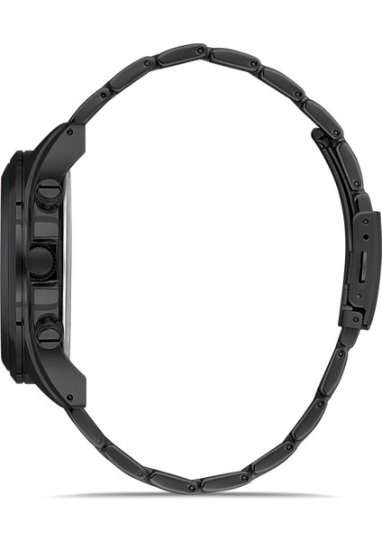 Erkek Metal Kasa Kol Saati Cüzdan Kemer Kartlık Parfüm Kombin Siyah Set PL-0846E1