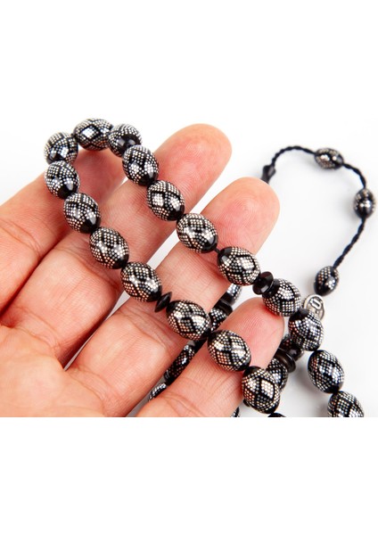 Kuka 925AYAR Ağır Gümüş Çakım 8.5X12MM Tesbih -Kamil Ünlüel Usta Işi fiyatları