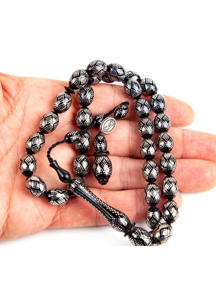 Kuka 925AYAR Ağır Gümüş Çakım 8.5X12MM Tesbih -Kamil Ünlüel Usta Işi fırsatları