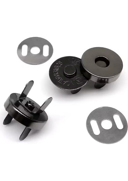 Çanta Mıknatısı Güçlü Çanta Çıt Çıt Mıknatıs Seti 18 mm Eskitme Siyah