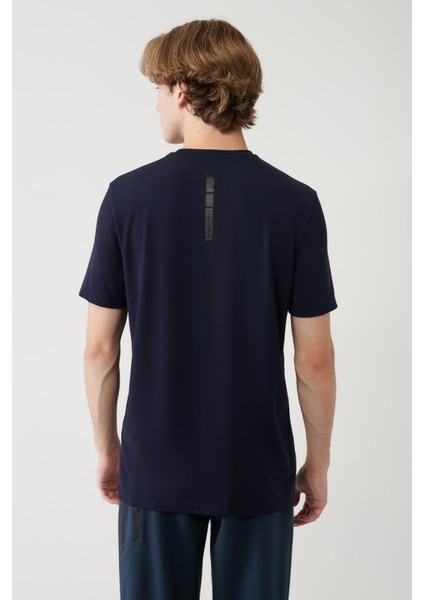 Erkek Lacivert Bisiklet Yaka Baskılı Soft Touch Regular Fit T-Shirt A41Y1037 fırsatları