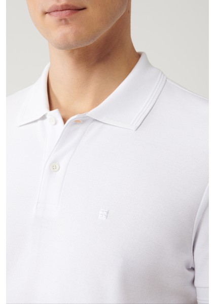Erkek Beyaz Kıvrılmaz Polo Yaka %100 Pamuk Basic Regular Fit T-Shirt B001032 fırsatları