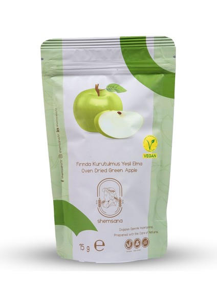 Fırında Kurutulmuş Yeşil Elma 15 gr Şekersiz
