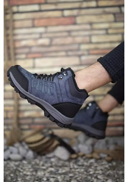 Unisex Lacivert Içi Kürklü Kaymaz Taban Bot