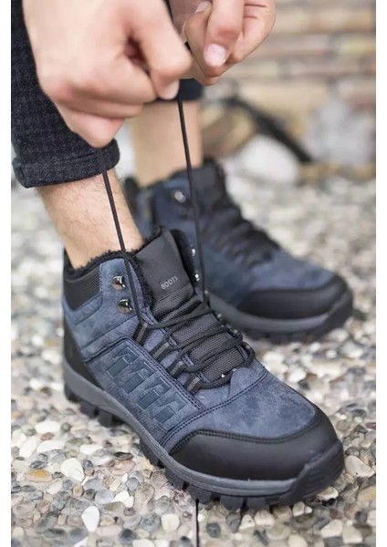 Unisex Lacivert Içi Kürklü Kaymaz Taban Bot