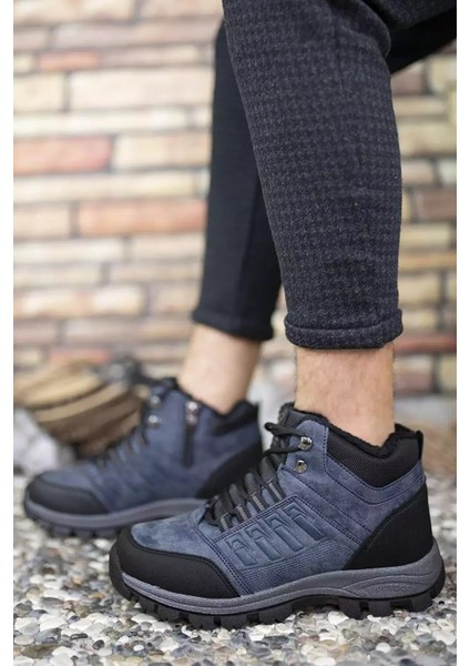 Unisex Lacivert Içi Kürklü Kaymaz Taban Bot
