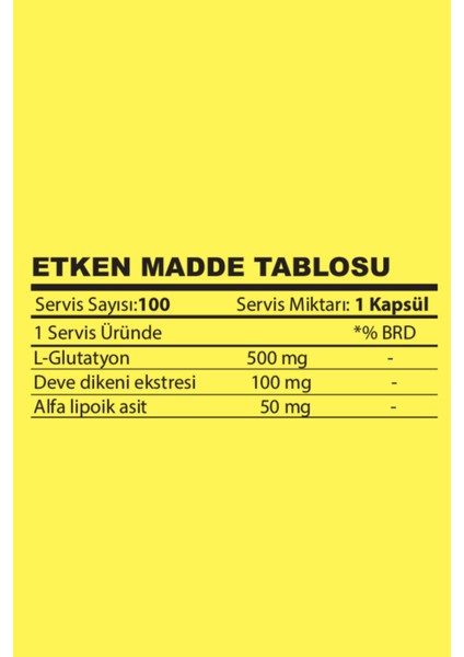 L-Glutatyon 500 Mg+Alfa Lipoik Asit+Milk Thistle 100 Kapsül fiyatları