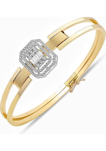 Üst Kalite Özel Tasarım Pırlanta Modeli Baget Kelepçe Altın Bilezik