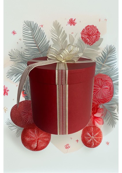 Silindir Hediye Kutusu Fiyonklu 3 Adet Kırmızı Silindir Kutu fırsatları