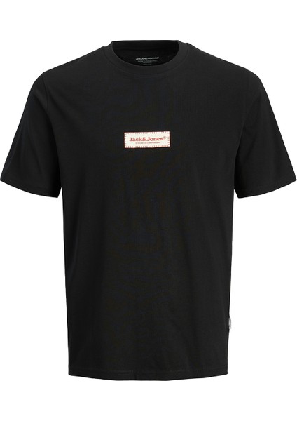Split Fakestitch Branding Erkek Siyah Yuvarlak Yaka Tişört