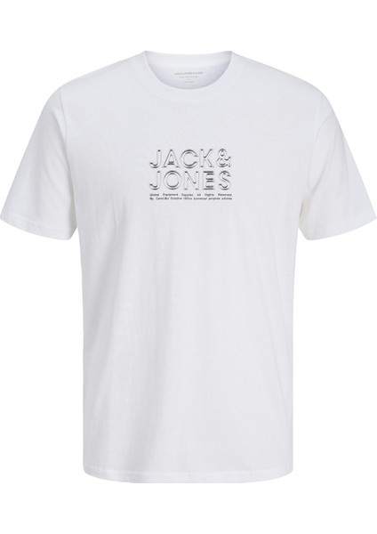 Jack&jones Dynamic Branding Crew Neck Erkek Beyaz Yuvarlak Yaka Tişört
