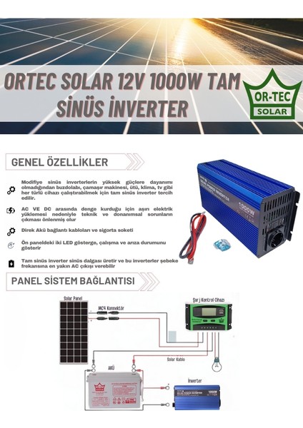 Ortec ORT1000 12V 1000W Tam Inverter