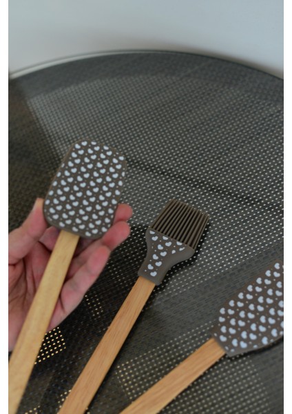 3'Lü Kapli Büyük Boy Bambu Spatula Seti / Kahve modelleri