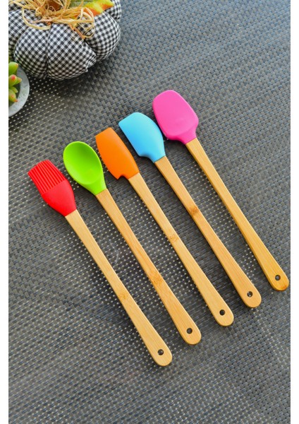 Bella 5 Li Mini Bambu Spatula Seti / Renkli