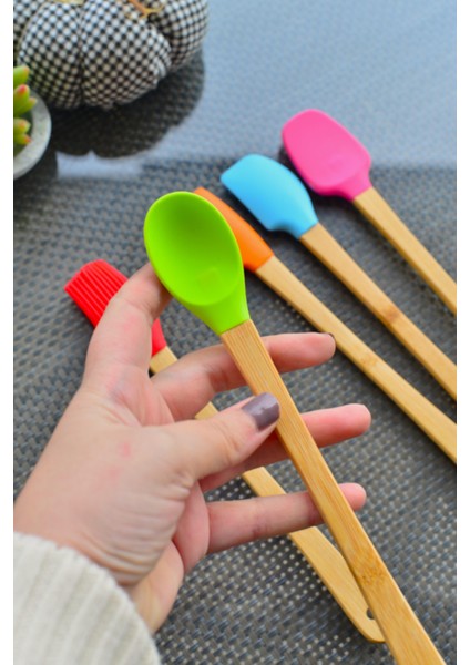 Bella 5 Li Mini Bambu Spatula Seti / Renkli