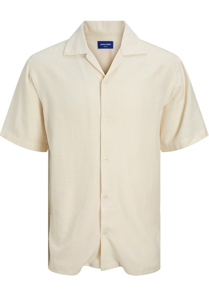 Jack&jones Cabana Varenna Slub Erkek Ekru Klasik Yaka Gömlek
