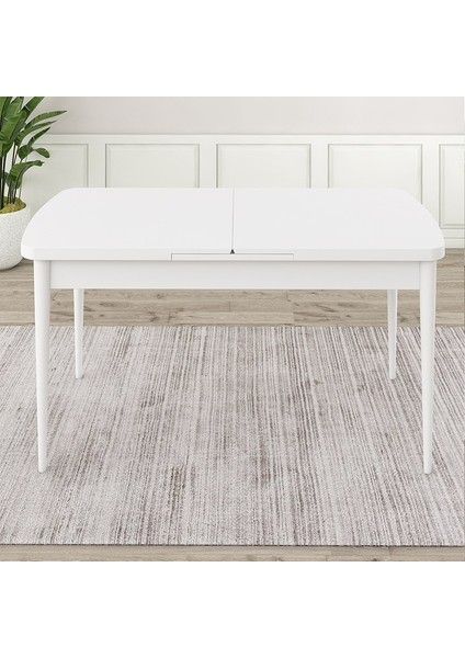 Exve Serisi 80 x 132 Açılabilir Beyaz Masa Takımı ve 6 Antrasit Sandalye