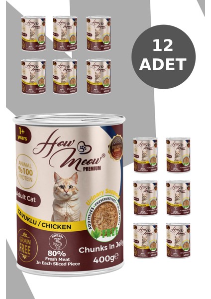 12 ADET JÖLELİ PARÇA ETLİ YETİŞKİN KEDİ YAŞ MAMASI TAVUKLU
