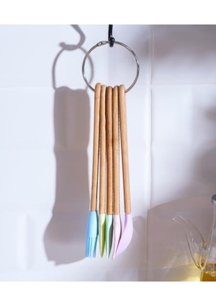 Candy 5 Li Mini Bambu Spatula Seti / Renkli