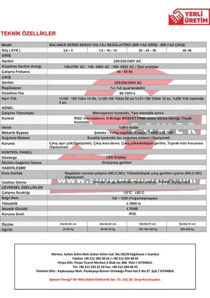Balance 1 Servo 30 Kva Monofaz 1f/1f Otomatik Voltaj Regülatörü