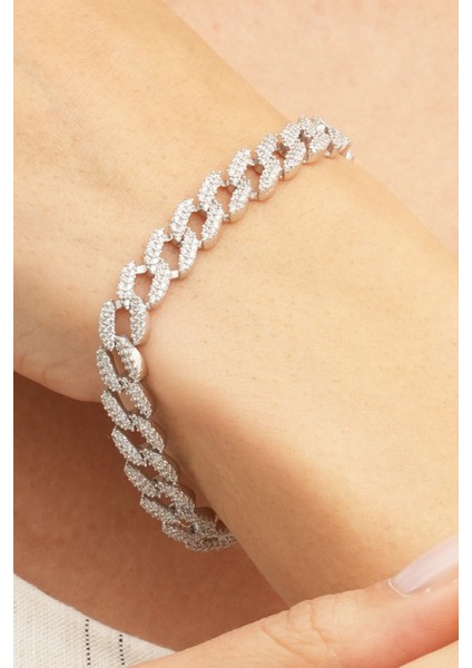 Taşlı Gurmet Gümüş Zincir Bileklik 3476