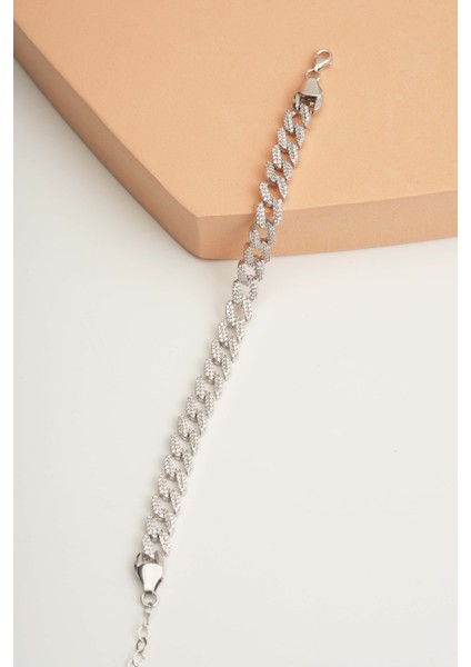 Taşlı Gurmet Gümüş Zincir Bileklik 3476