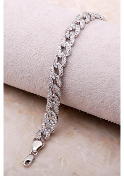Taşlı Gurmet Gümüş Zincir Bileklik 3476