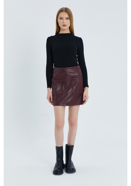 Cepli Deri Etek Bordo