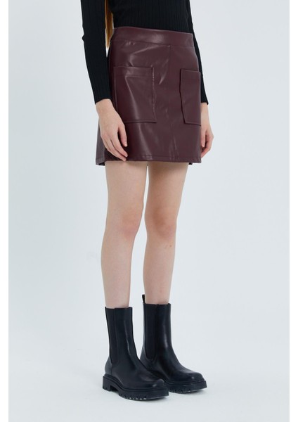 Cepli Deri Etek Bordo modelleri