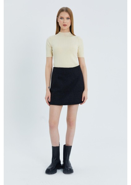 Kaşe Mini Etek Sıyah fiyatları