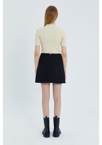 Kaşe Mini Etek Sıyah indirimleri