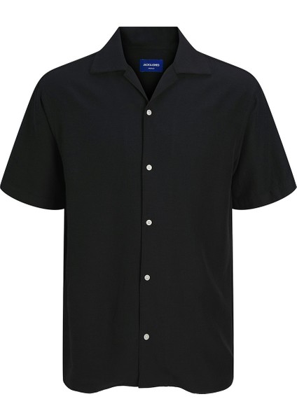 Jack&jones Cabana Varenna Slub Erkek Siyah Klasik Yaka Gömlek