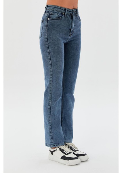 Yıkamalı Baggy Jean Mavı