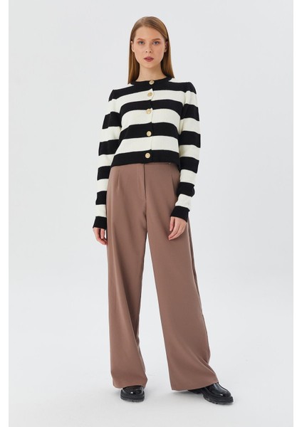 Pileli Geniş Paça Pantolon Vızon fırsatları