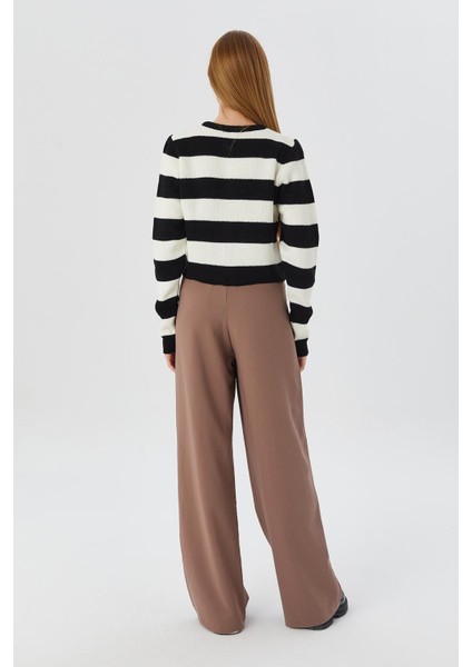 Pileli Geniş Paça Pantolon Vızon indirimleri