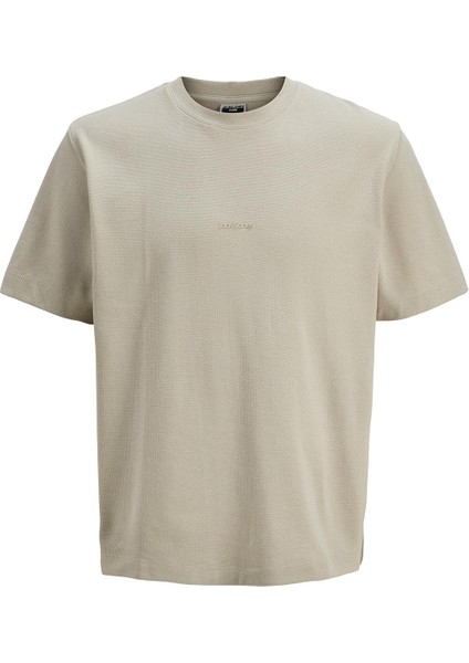 Jack&jones Tarmac Fabric Crew Neck Erkek Gri Yuvarlak Yaka Tişört
