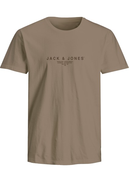 Jack&jones Blaharris Crew Neck Erkek Kahverengi Yuvarlak Yaka Tişört