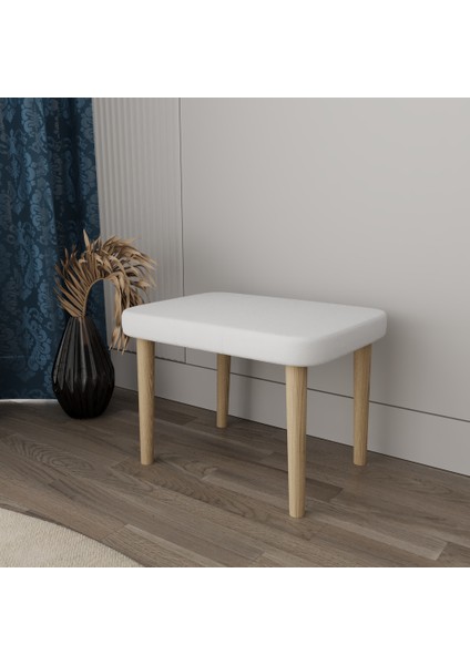 Ahşap Ayak Dekoratif Beyaz Peluş Puf Bench, Makyaj Masası Pufu fiyatları