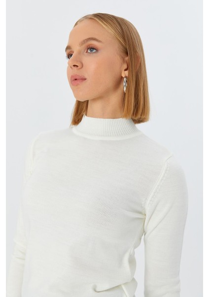 Yarım Balıkçı Yaka Kazak Ekru