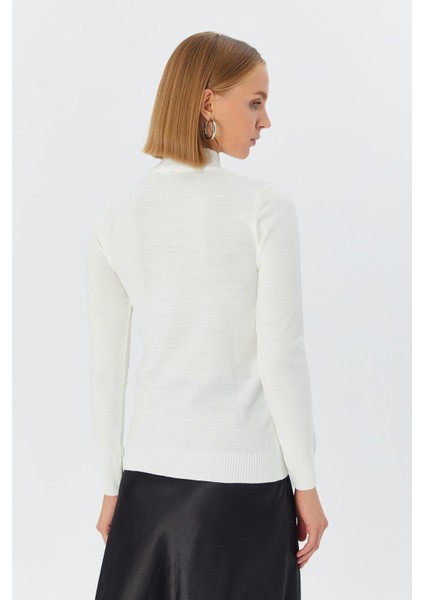 Yarım Balıkçı Yaka Kazak Ekru indirimleri