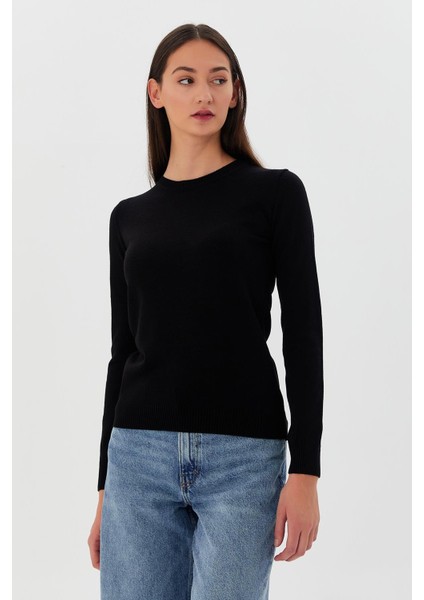 Bisiklet Yaka Triko Kazak Siyah modelleri