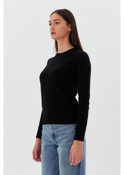 Bisiklet Yaka Triko Kazak Siyah fırsatları