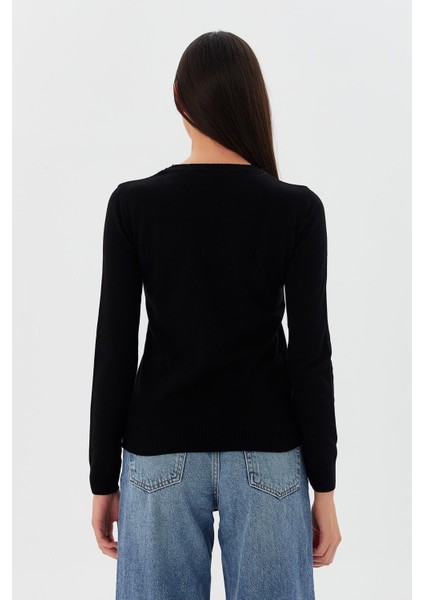 Bisiklet Yaka Triko Kazak Siyah indirimleri