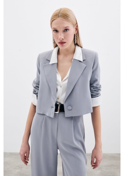 Kısa Krep Ceket - Gri fiyatları