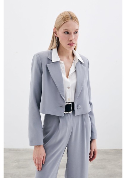 Kısa Krep Ceket - Gri modelleri