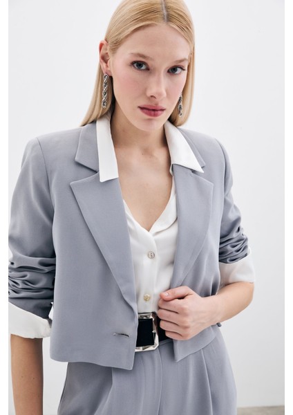 Kısa Krep Ceket - Gri fırsatları