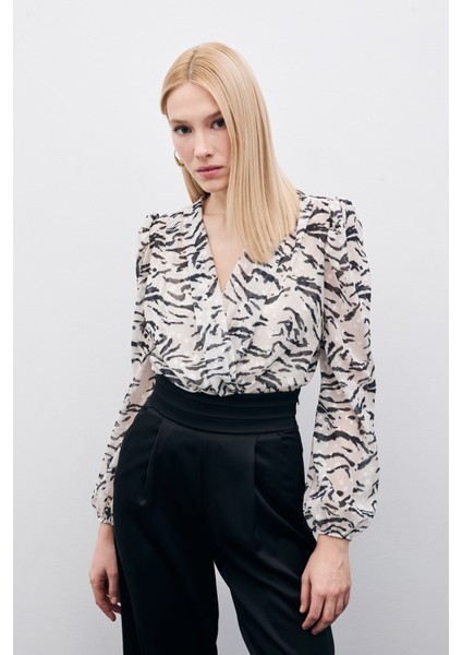 Puantiye Dokulu Bodysuit - Siyah modelleri